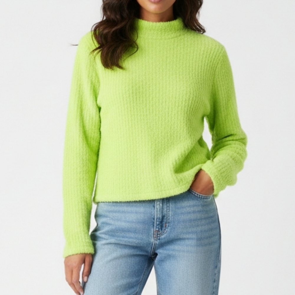 Anthropologie Neon Green Textured Sweatshirt